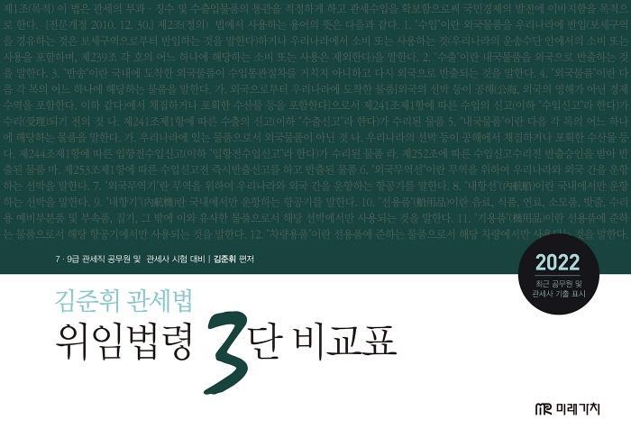 2022 김준휘 관세법 위임법령 3단 비교표